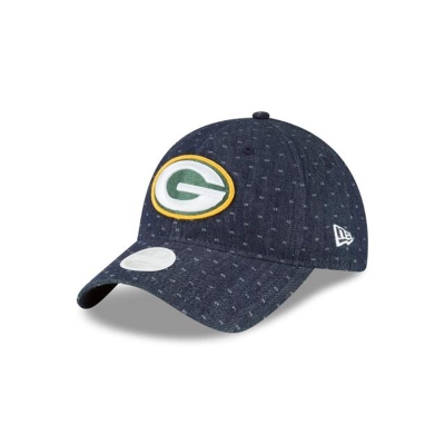 Blue Green Bay Packers Hat - New Era NFL Dotted Denim 9TWENTY Adjustable Caps USA4910562